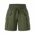 thumbnail image 4 of Karight Womens High Waisted Cargo Hiking Shorts Quick Dry Drawstring Zipper Pocket Athletic Workout Shorts, 4 of 4