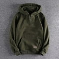 thumbnail image 2 of Lohuatrd Men Autumn Winter Hoodie Zipper Decor Hooded Thickened Long Sleeve Loose Pullover Elastic Cuff Warm Big Pocket Mid Length Streetwear Simple Style Men Hoodie, 2 of 8