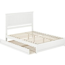Malta Queen Wood Platform Bed with Panel Footboard and Twin XL Trundle in White