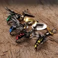 thumbnail image 2 of 5-Piece Bionic Fly Fishing Lure Kit with Sparkling Spinning Blades – Lifelike Large Fly Design, Sharp Corrosion-Resistant Metal Hooks for Freshwater/Saltwater Angling, Premium Fishing Tackle Set, 2 of 6