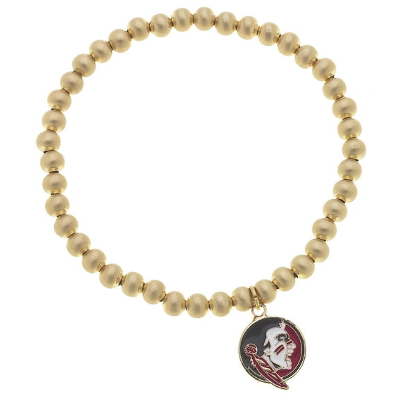Women' CANVAS Style Florida State Seminoles Enamel Logo Ball Bead Stretch Bracelet