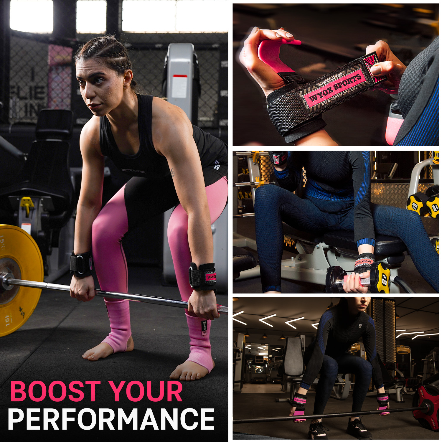 WYOX Weight Lifting Hooks Pink (Pair) – Fitness, Barbell, 7mm Padded Wrist Support, Lifting Grips for Powerlifting, Deadlifts, Shrugs, Rows & Pull-Ups – Gym Straps with Steel Hooks for Men & Women