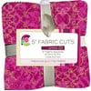 Cranston Fabric Cuts Charms Bright Pink Craft Squares