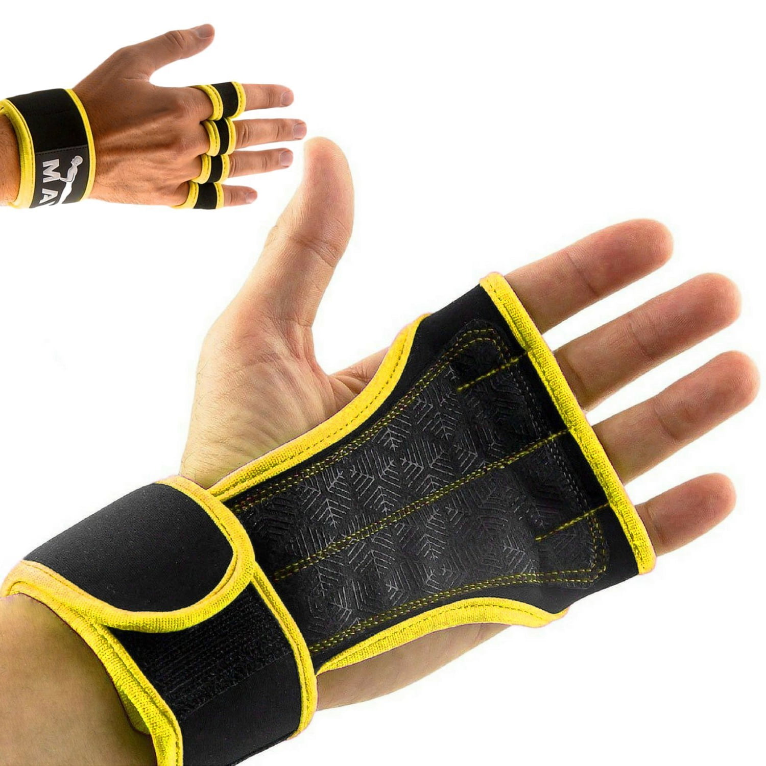 yellow leather fingerless gloves