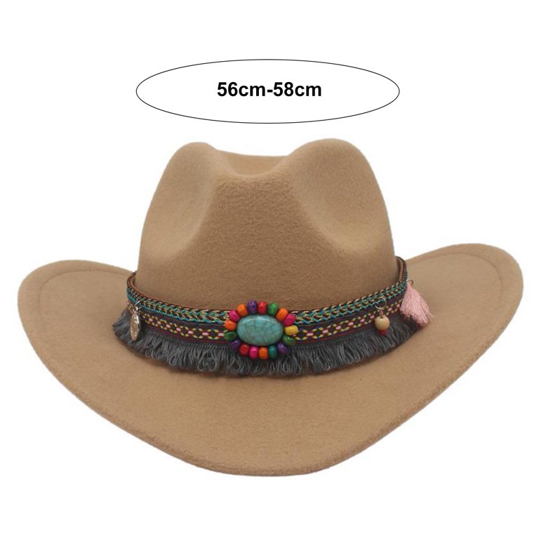 Grandest Birch Simple Fedora Hat Ethnic Style Beads Belt 