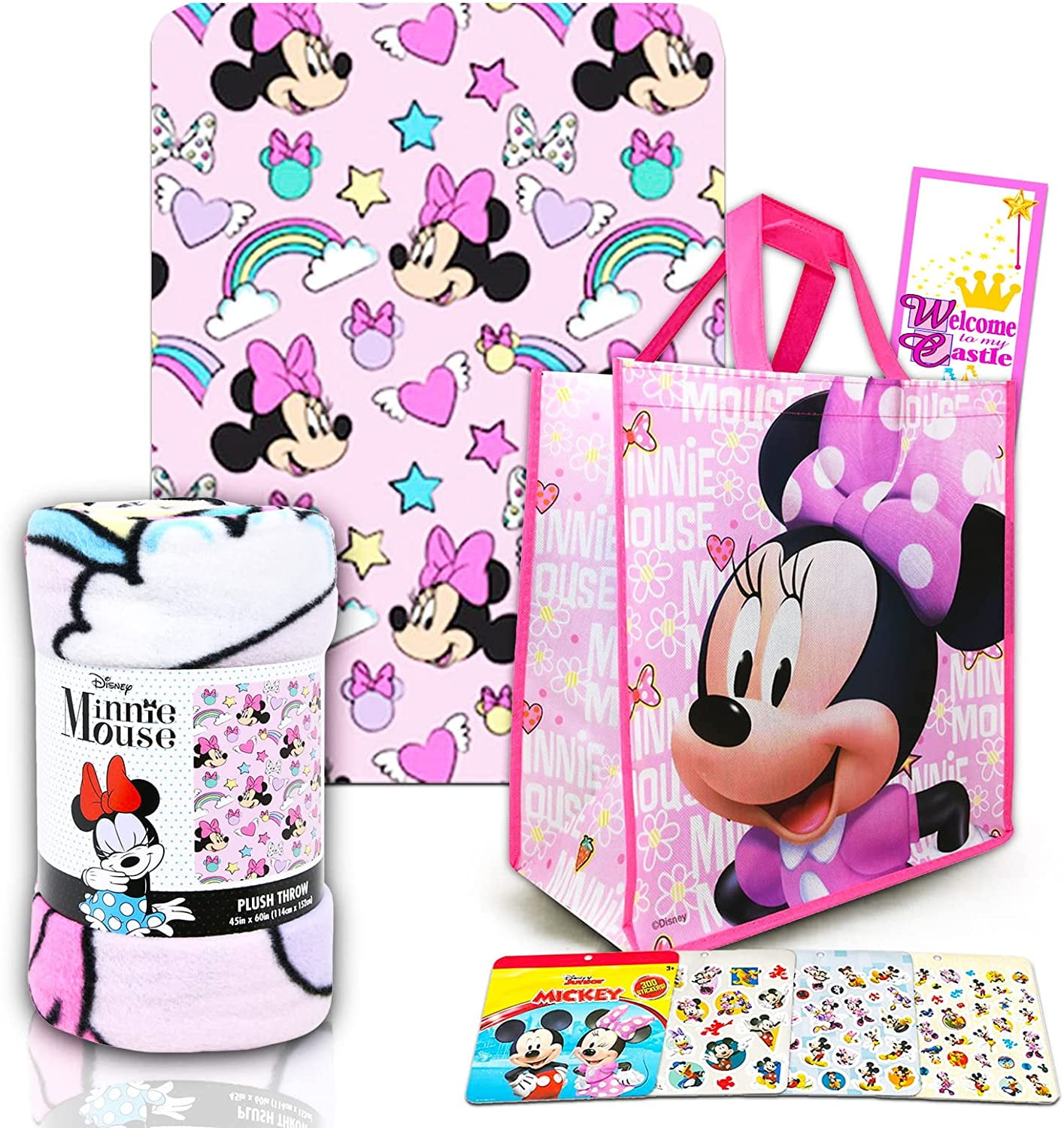 Disney Minnie Mouse Fleece Throw Blanket and Tote Bundle