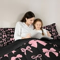 thumbnail image 5 of jejeloiu Cartoon Bow Knot Twin Comforter Sets,Pink Black Bowknot Bedding Set For Girl Reversible 2pcs, 5 of 8
