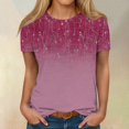 thumbnail image 2 of IYYVV Workout Tops For Women Fall Short Sleeve O Neck Shirt 2024 Tunic Tops Loose Fit Dressy Boho Floral Plus Size Tshirts Maternity Summer Clothes Watermelon Red L, 2 of 5