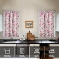thumbnail image 2 of Colorful Floral Kitchen Curtains Set of 2 - 27.5x39 Inch Floral and Leopard Design, Semi-Sheer Rod Pocket Window Panels, 2 of 4
