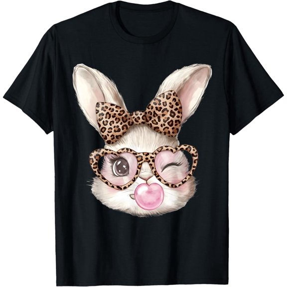 Easter Bunny Cute Glasses Leopard Bunny Rabbit Easter T-Shirt