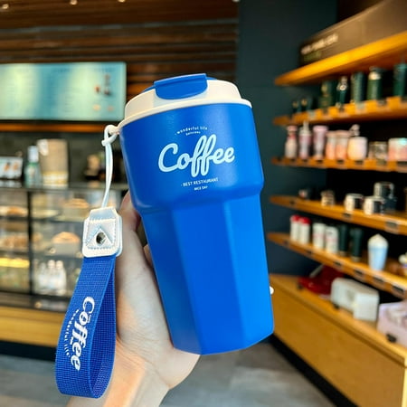 

New Fashion 420ml Double Stainless Steel Coffee Mug Wtih Rope Portable Car Thermos Mug Vacuum Flask Travel Tumbler