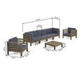 thumbnail image 4 of GDF Studio Cascada Outdoor Acacia Wood 6 Seater Sofa and Club Chair Chat Set, Gray and Dark Gray, 4 of 14