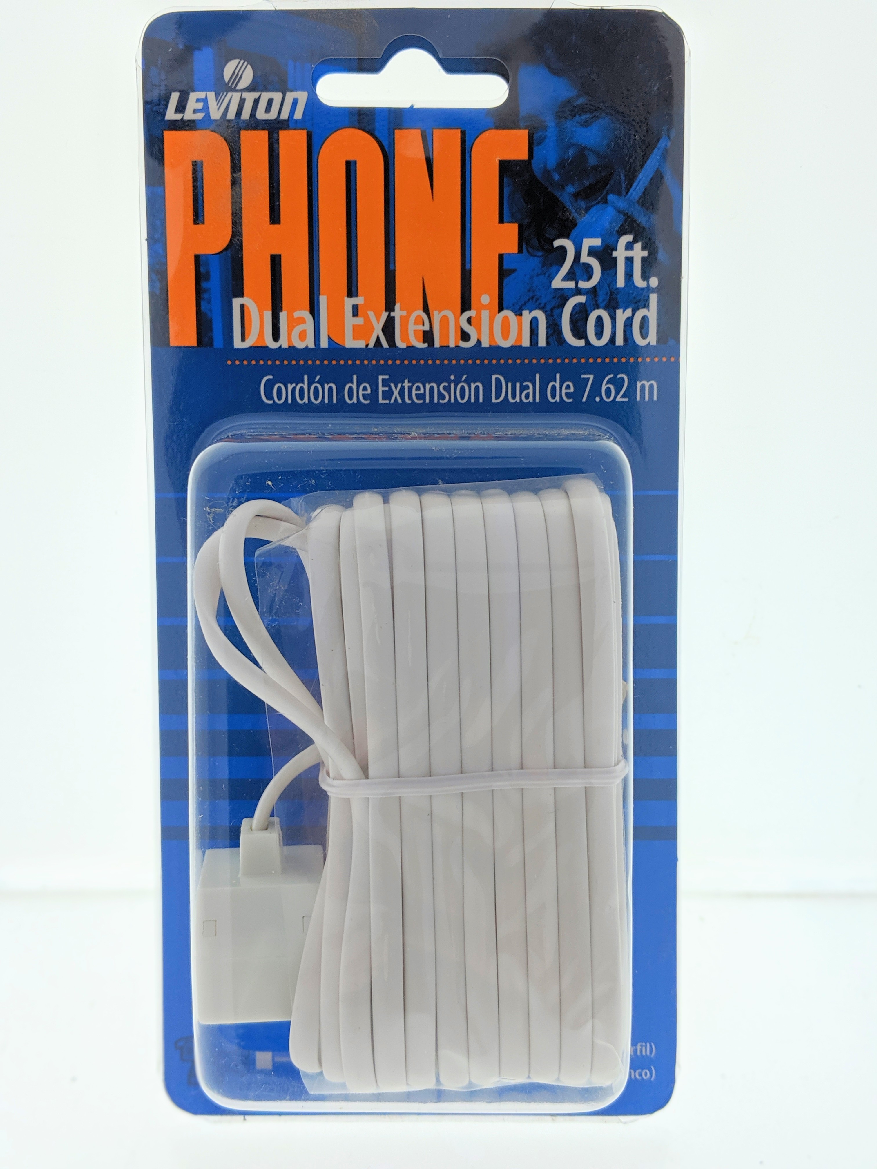Leviton White 25' Dual Phone Line Extension Cord 4Wire C242725W