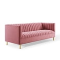 thumbnail image 2 of Modway Shift Channel Tufted Performance Velvet Sofa in Dusty Rose, 2 of 8
