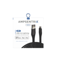 thumbnail image 2 of Câble de Remplacement 3 Pi MFI Lightning vers USB Type A (Ampentrix) (Alpha) (Noir), 2 of 3