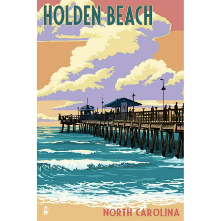 Holden Beach, North Carolina - Fishing Pier Print Wall Art By Lantern (Best Beaches In North Carolina)
