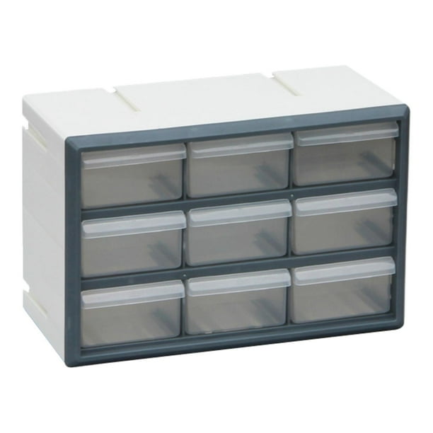 Cajonera de plástico con 9 cajones para guardar juguetes, cuentas y bloques gris y