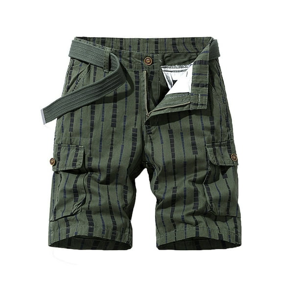 Edvintorg New Style Cargo Shorts for Men Stripe Directional Sign Work Shorts Mid-Waist Five-Piece Pants Casual Shorts with Multi-Pockets