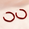 thumbnail image 3 of Minimalist Big Round Hoop Earrings for Women Lightweight Wine Red Velvet C Shape Open Hoops Earrings Fashion Vintage Y2K Half Huggie Hooped Christmas Holiday Jewelry for Mother Wife, 3 of 6