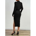 thumbnail image 5 of PRETTYGARDEN Turtle Neck Dresses for Women Fall Knit Outfits Slit Elastic Waist Long Sleeve Bodycon Midi Sweater Dress, 5 of 10