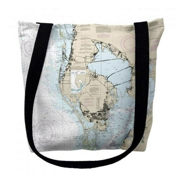 Betsy Drake TY11412M 16 x 16 in. Tampa Bay Florida Nautical Map Tote Bag - Medium
