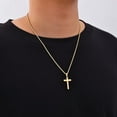 thumbnail image 3 of CFIOZYOS Cross Necklace for Men, Silver Tone/Gold Plated/Black Mens Cross Necklaces with 2.5mm Chain, Stainless Steel Wheat Chain, 16-24 Inch, 3 of 10