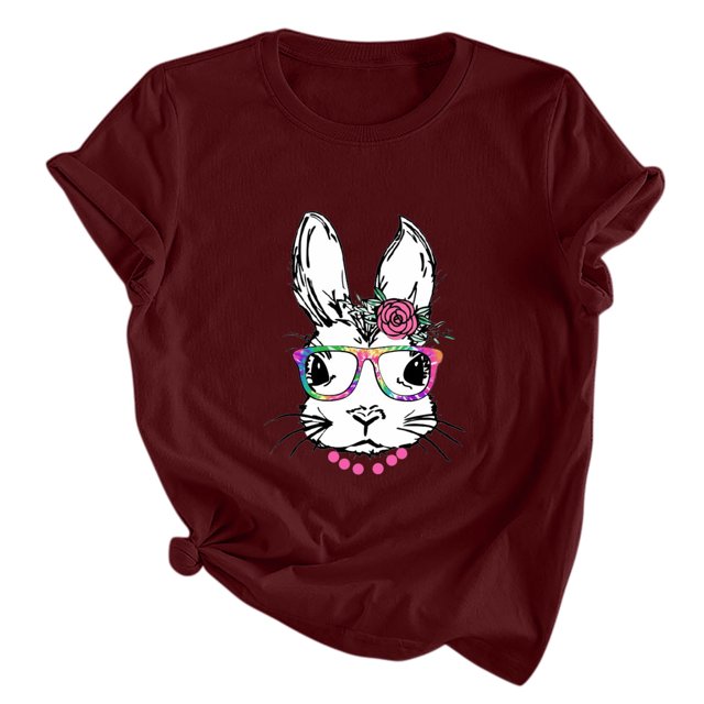 Ichuanyi Womens Swimsuits Clearance Women's Shirt Tees Funny Cute Short Sleeve T Shirt Butterfly Print Shirt Rabbit Print Tops Blouse Gift For Women Ichuanyi Ichuanyi