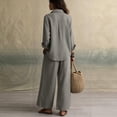 thumbnail image 4 of Women's Button down Shirt Wide Leg Pants Loose Set 2026 Elastic Waist Wide Leg Pants Breathable Casual Outfit with Pocket, S, 4 of 4