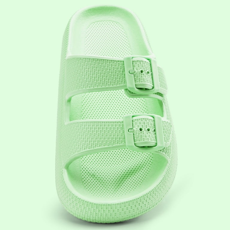Green Slide Sandals with Buckles Amazon.com | FUNKYMONKEY Women main image 4