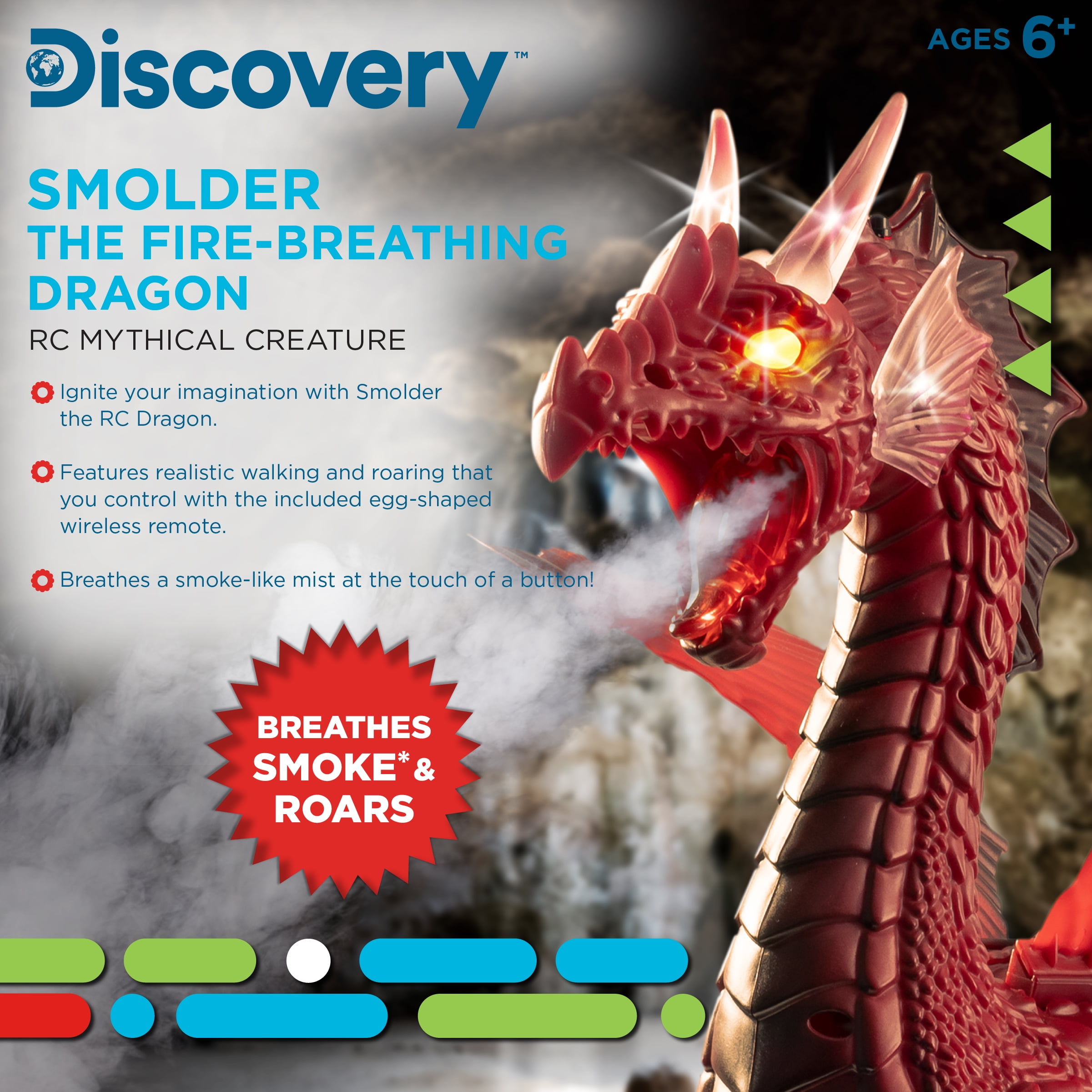 Discovery‚Ñ¢ RC Dragon Smoke Pet Toy, Infrared Remote, Roars