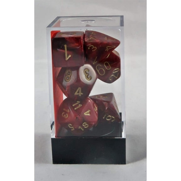 Chessex CHX27434 Dice - Vortex: 7Pc Burgundy/Gold