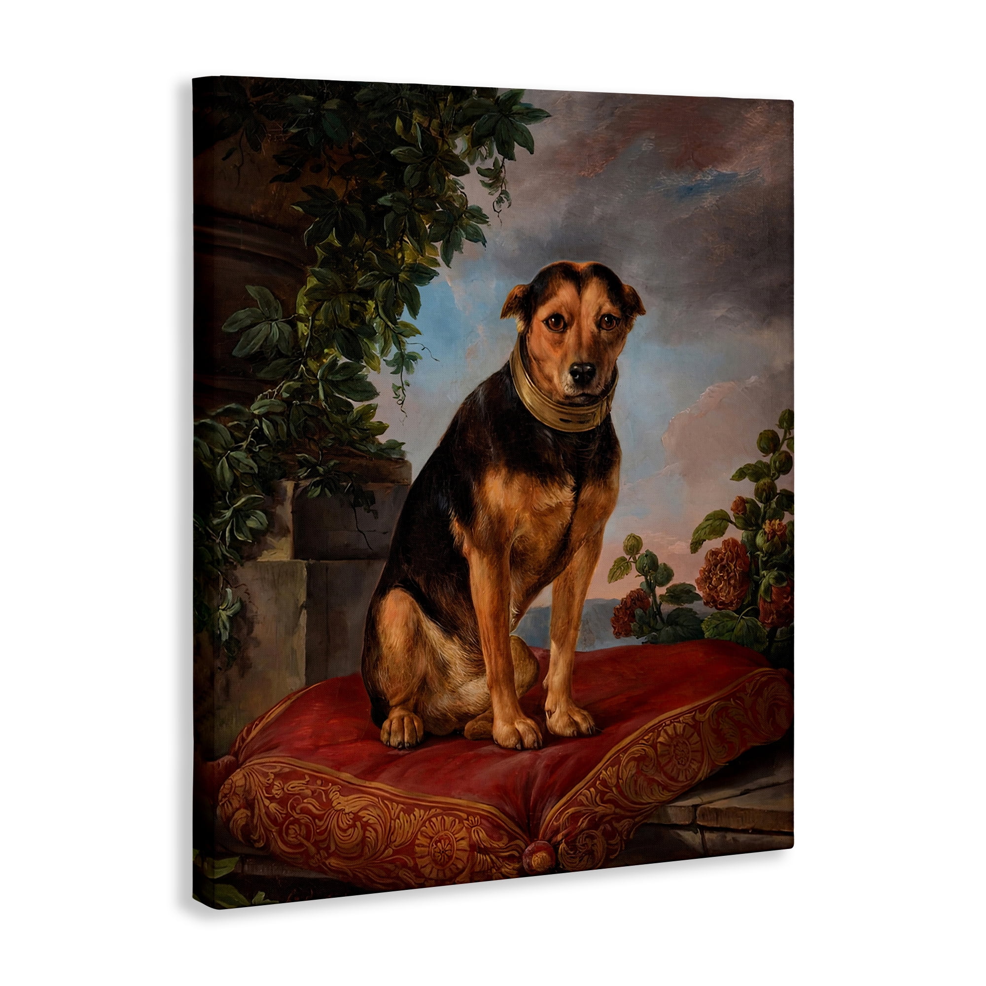 Stupell Industries Historical Dog on Cushion Canvas Wall Art, design by Lil' Rue