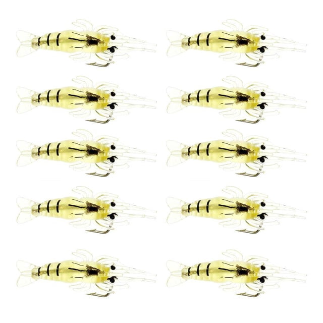Wosthever 10 piezas de cebos de pesca artificiales cebo en forma de camarón altamente realista señuelo de pesca de PVC 4 cm/1,57 pulgadas Pescar