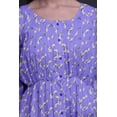 thumbnail image 3 of Bimba Robe Midi à Manches Longues pour Femmes, Coupe Décontractée, Imprimée Florale de Roses Violettes et de Renoncules, Boutonnée - XX-Grand, 3 of 7