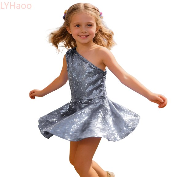 LYHaoo And Shine Girls Off Shoulder Party Dress With Sequin Details For,Girls A Line Dresses Sizes 2-3 Years Black