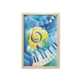 thumbnail image 1 of Music Wall Art with Frame, Stained Glass Style Composition of Clef Notes and Keyboard in Summer Tones, Printed Fabric Poster for Bathroom Living Room, 23" x 35", Blue Yellow and Green, by Ambesonne, 1 of 2