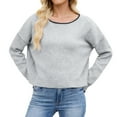 thumbnail image 2 of Pullover Sweaters for Women 2025 Long Sleeve Crewneck Loose Color Block Knitted Sweater Tops Fall Winter Outfits, 2 of 8