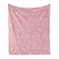 thumbnail image 1 of Pale Pink Soft Flannel Fleece Blanket, Ornamental Floral Pattern with Swirled Lines Flourishing Petals Feminine Girls Design, Cozy Plush for Indoor and Outdoor Use, 60" x 80", White, by Ambesonne, 1 of 6