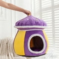 thumbnail image 3 of Cama for gatos con forma de seta, cueva acogedora de felpa con cojín extraíble, casa cubierta for mascotas for gatos y perros pequeños, 3 of 6