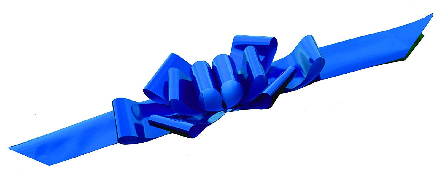 Big Royal Blue Car Bow - 25" Wide, Fully Assembled Large Gift Decoration, 4th of July, America 250 Anniversary, Police Support, Birthday, Graduation, Store Front Display, New Car, Father's Day