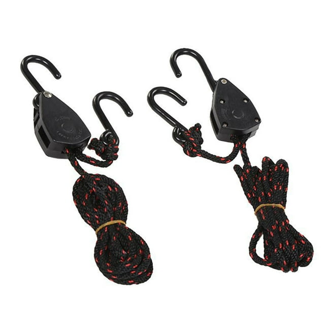 yeacher 2-Pack Metal Pulley with Plastic Wheels for Plant Tent Lighting, 2m Black-Red Hanging Rope, Hardware Tool Accessories in Sealed Box