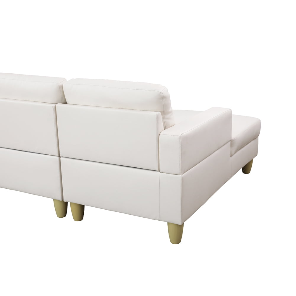 Kadyn L Shaped Sofa Couch Set for Living Room, White Faux Leather Sectional Sofa-Left Kadyn L Shaped Sofa Couch Set for Living Room, White Faux Leather Sectional Sofa-Left