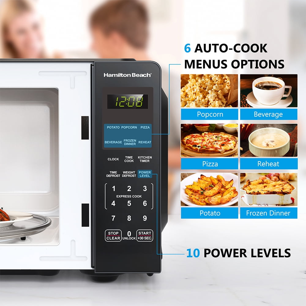Hamilton Beach Digital Small Compact Countertop Microwave Oven, 0.9 Cu ft, 900 Watts, Black Stainles(图4)
