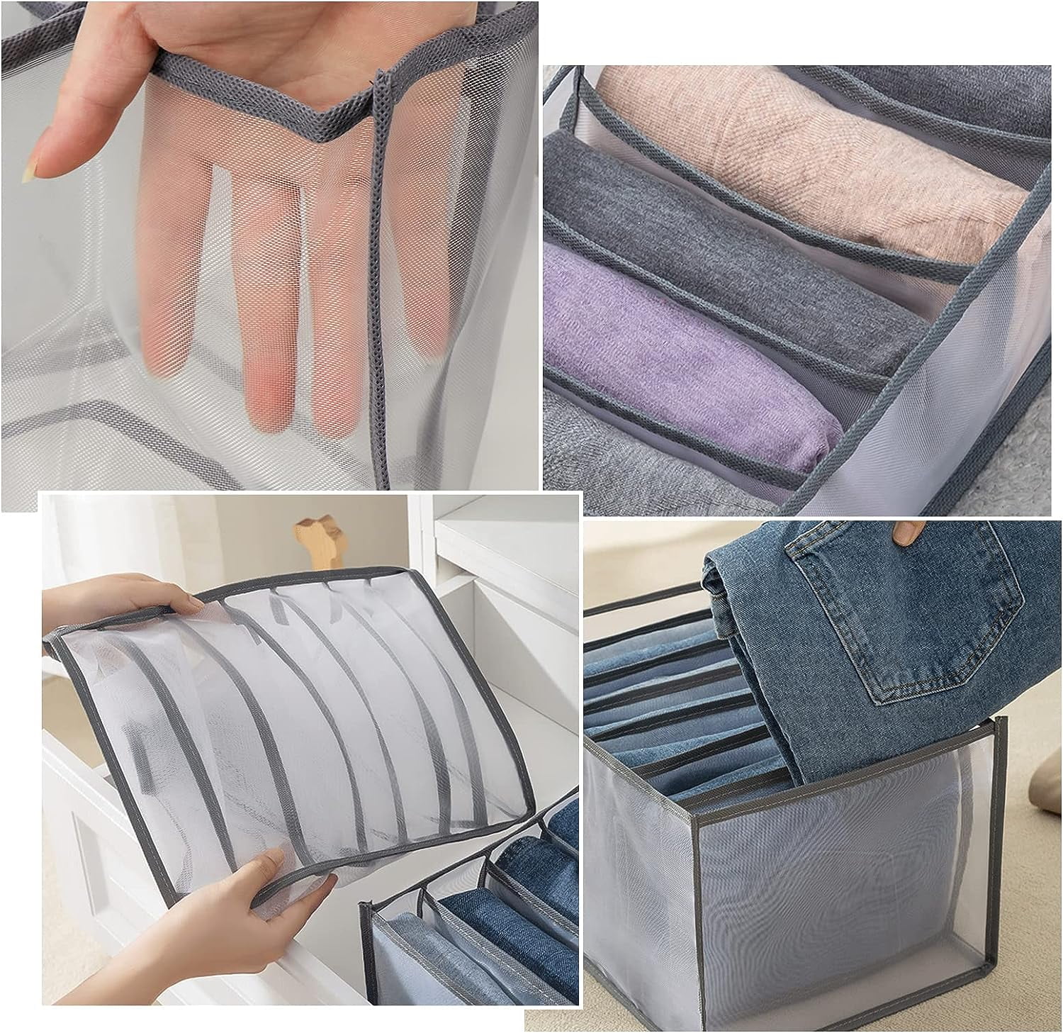 Closet Organizer Jeans T-shirt Drawer Storage Box Underwear Bras Sock Storage  Box Clothes Wardrobe Compartment Sorting Bag Pants Panties Socks Wardrobe  Drawer Type Bra Underwear Grid Packing Box Mesh Grid Folding Closet