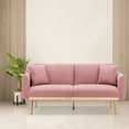 thumbnail image 1 of Convertible Teddy Fabric Accent Sofa Bed Couch Upholstered Loveseat Sofa Sleeper Sofa Bed with Plywood Frame and Metal Rose Gold Feet for Bedroom Living Room Dormitory, Brush Pink, 1 of 7