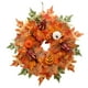 thumbnail image 3 of Corona de otoño Corona de Decoraciones con calabazas Corona de hojas de arce de 16 pulgadas Corona de otoño para fiesta exterior Interior, 3 of 8