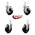 thumbnail image 2 of 4 Inch Hard Rubber Wheel Swivel 3/4 Inch Square Stem Caster Set 2 Brakes SCC, 2 of 2