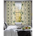 thumbnail image 3 of Beige Green Boho Sheer Curtains 54 Inch Length 2 Panels Set for Living Room/Bedroom, Vintage Ethnic Tribe Abstract Art Kitchen Curtains Grommet Semi-Sheer Curtains Drapes Window Treatments 42"x54"x2, 3 of 7