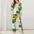 thumbnail image 3 of Junzan Plump Sunflower And Sketch Print Womens Pajama Sets,Long Sleeve Button Down For Women Pjs 2 Piece, 3 of 9