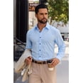 thumbnail image 3 of sogami Mens Dresses Shirt Formal Wrinkle Free Long Sleeve Blue Button Up shirt Casual, 3 of 8